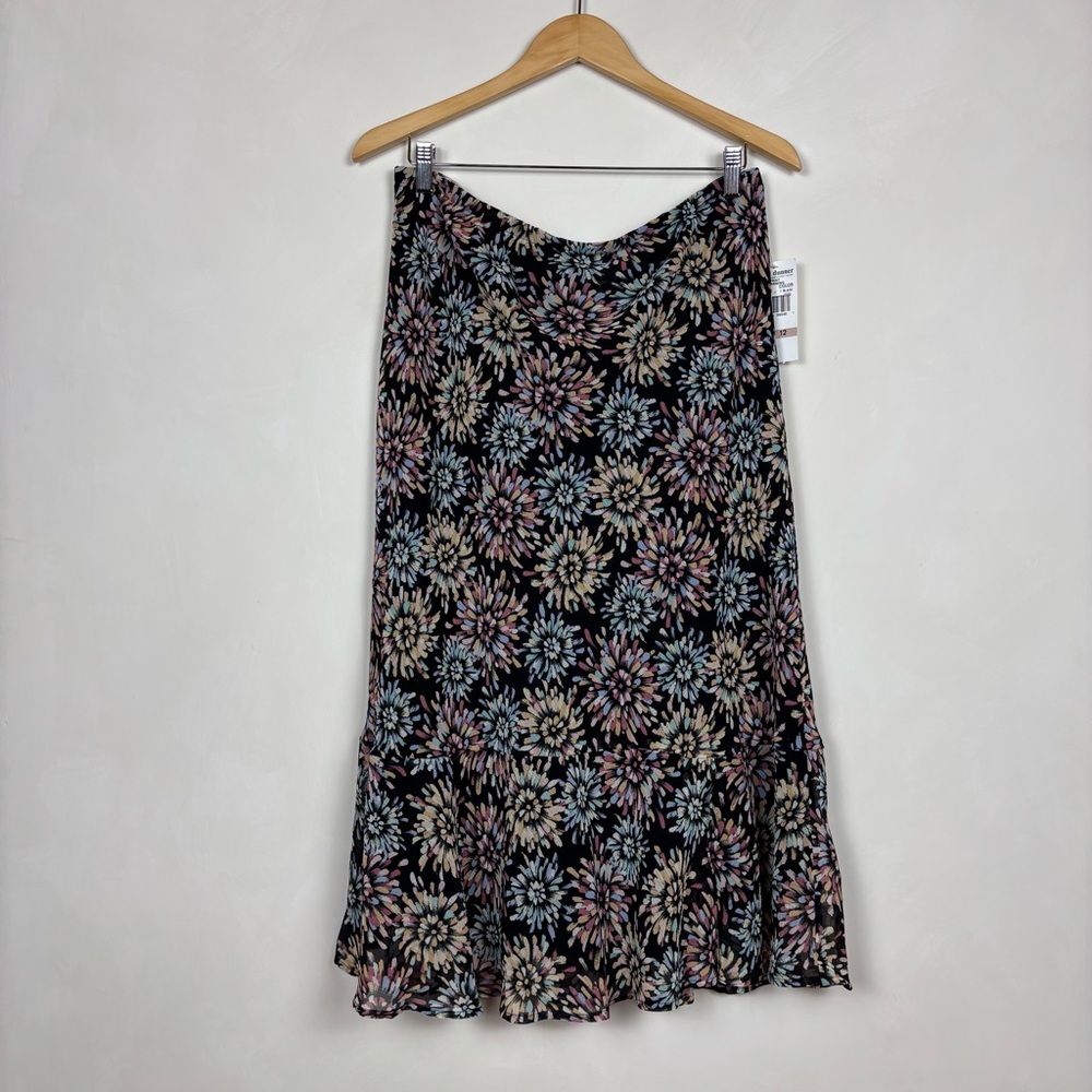 Alfred Dunner Women’s Floral Print Knee Length Midi Skirt 12 Fairycore Bohemian